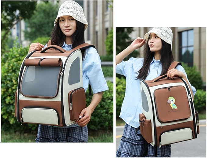 Small Bird Carriers Bag with Multiple Storage Pocket for Treats and Toy Easy to Carry Pet Transport Backpack Travel Bag