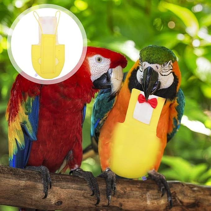 TEHAUX Parrot Diaper Bird Flying Suit Breathable Cotton Reusable Flight Clothing Large Yellow for Pet Birds Training
