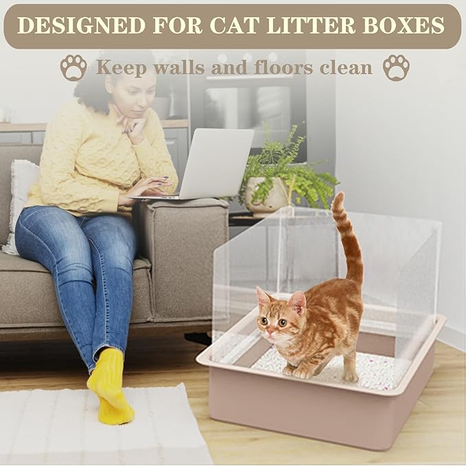 6Pcs Cat Litter Box Pee Shields - Open Top Litter Box Splash Guard Privacy Screen Transparent Easy Clean 14.5 * 11.5in-Box Not Included (6)