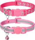Taglory Kitten Collar Breakaway with Bell, Reflective Soft Cat Collar for Small Kittens, Adjustable 6-8 Inch High Visibility Night Strip, Lightweight for 2-6 Months Baby Cats, 2 Pack, Pink