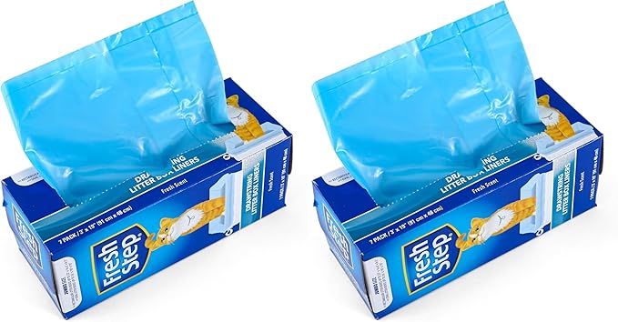Fresh Step Jumbo Drawstring Cat Litter Box Liners,Scented Heavy Duty Kitty Litter Bags for X-Large Oval or Rectangle Pans,Helps Contain Mess for Easy Lift Out Cleanup,36 x 19 in,7 Count (Pack of 2)