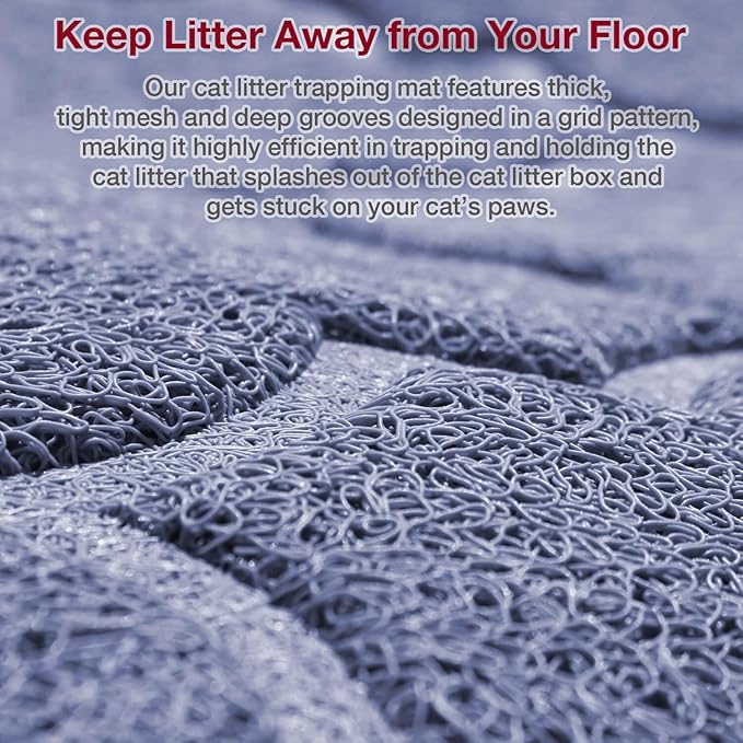 Cat Litter Mat Litter Trapping Mat, Non-Slip, Less Waste Cat Litter Box Mat,Door mats, Entrance mats，Waterproof, Anti Slip, and pet Urine Resistant，47" x 36" LightBlue