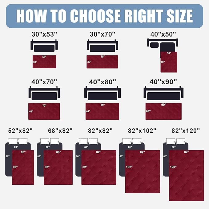 Smiry Waterproof Dog Bed Cover Blanket 30x53, Soft Reversible Pet Blanket, Washable Leakproof Cats Dogs Couch Cover for Sofa, Couch, Furniture, Wine Red/Wine Red