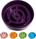 LE TAUCI Slow Feeder Dog Bowls Ceramic, 3 Cups Slow Feeding Dog Bowl Medium Large Breed, Pet Bowl for Fast Eaters, Puzzle Pet Dishes, Maze Purple