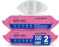 earthbath, Ultra-Mild Wild Cherry Puppy Wipes - Dog Wipes for Paws and Butt, Best Pet Wipes for Dogs & Puppies, Made in USA, Cruelty-Free Dog Cleaning Wipes - 100 Count (2 Pack)