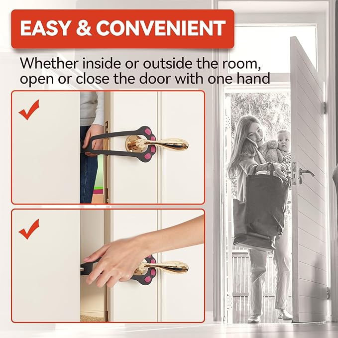 TGIOW Cat Door Latch, 2 Pcs Cat Door Stopper Pet Door Latch to Keep Dog Out of Litter Box and Food, Door Prop for Cat with 4 Adjustable Size Strap 2.2-5" Wide, No Measuring, Easy to Install, Grey