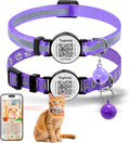 Smart Lost Pet Solution: QR Code Cat Collar Breakaway with Online ID, 2 Pack Reflective Adjustable Collar with Bells (7.5-12.5 Inch) for Indoor/Outdoor Cats, Purple by TAGHELP