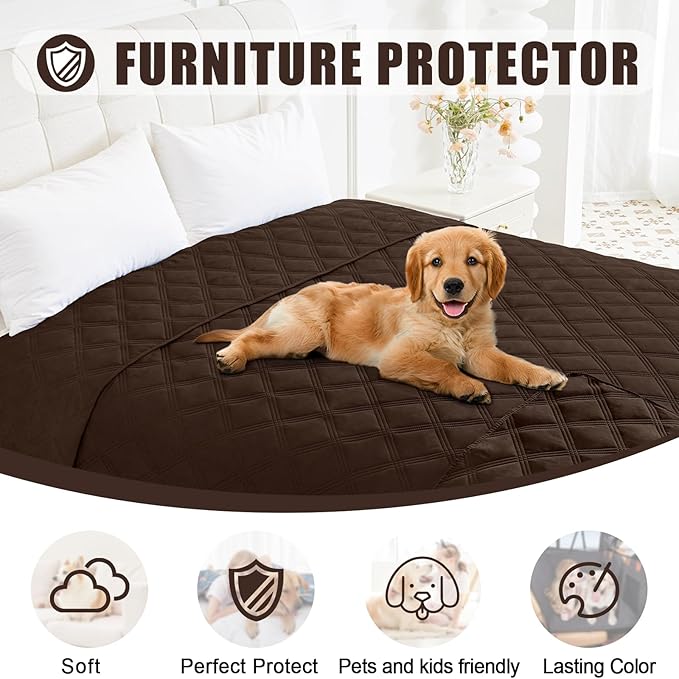 Smiry Waterproof Dog Bed Cover Blanket 40x80, Soft Reversible Pet Blanket, Washable Leakproof Cats Dogs Couch Cover for Sofa, Couch, Furniture, Chocolate/Chocolate