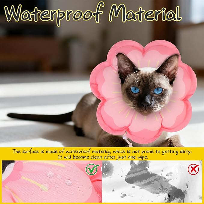 EXPAWLORER Cat Cone Collar Soft, Cat E Collar Recovery After Surgery to Stop Licking, Adjustable Waterproof Cute Neck Elizabethan Pet Kitten Puppy Donut Pillow for Cats Puppy Wound Healing, PinkM