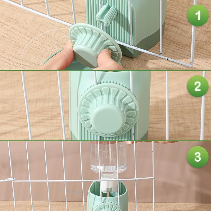 Jingmore 4 Pcs No Mess Small Bird Feeder Parakeet Water Dispenser Set Automatic Clear Parakeet Feeder Acrylic Watered Cage Accessories for Canary Budgie Lovebirds Finches(Green)