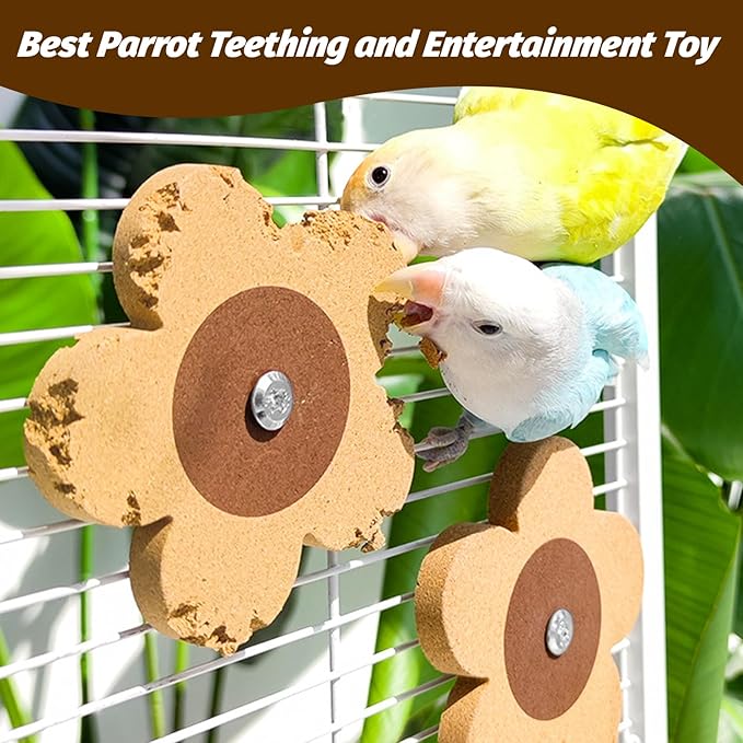 8 Pieces Bird Chew Toy, Natural Parrot Cork Foraging Training Toys for Relieve Boredom & Anxiety, Parrot Rotating Cork Chew Toy for Macaws, Conures, Budgies, Finches, Cockatiel