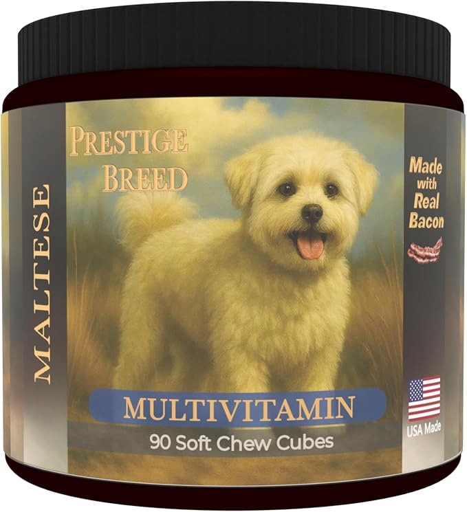 Multivitamins, Balanced Nutrition for Your Maltese, 90 Count, Made in the USA with Real Bacon