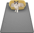 Silicone Large Cat Litter Mat 34" X 22", Cat Mat for Litter Box, Cats Litter Trapping Mats with Raised Edges, Non-Slip and Urine Waterproof Surface, Gray