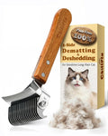 Cat Brush for Long Haired Cats - Double Sided Dematting Undercoat Rake for Persian, Ragdoll, Maine Coon - Professional Grooming Tool to Remove Mats, Tangles & Shedding - Skin-Safe Teeth