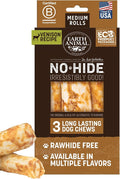 Earth Animal No Hide Chews - Long Lasting Rawhide Free Medium Dog Chews Rolls, Venison - 3 Count Value Pack