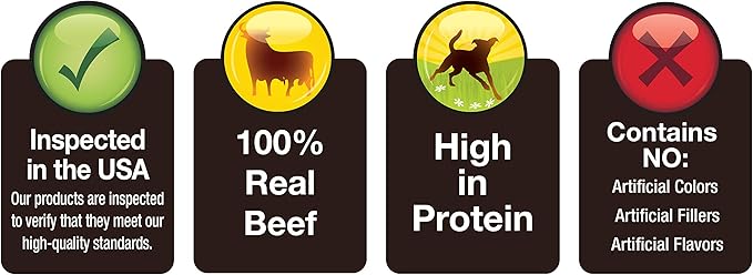 Cadet 100% Beef Strips Dog Chew Sticks,Long-Lasting -Ingredient Natural Treats,High-Protein,Perfect for Small & Large Breeds,12 oz,(Pack of 2)