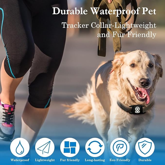 Pet Tracker for Dogs, Dog Tracker Smart Pet Location Tracker with Holder, Smart Item Finder, MFi Certificated Dog Tracking Device, No Monthly Fee, Works with Find My(iOS Only) (Black Case)