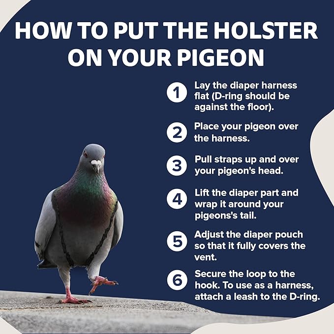 Hen Holster Premium Starter Kit - Bird Diaper, Wrap Around for Larger Pigeons, Small Breed Hens & Roosters - Leak-Proof, Comfortable Bird Harness with Sewn-in Liner & Hook & Loop Closure - XS, Denim
