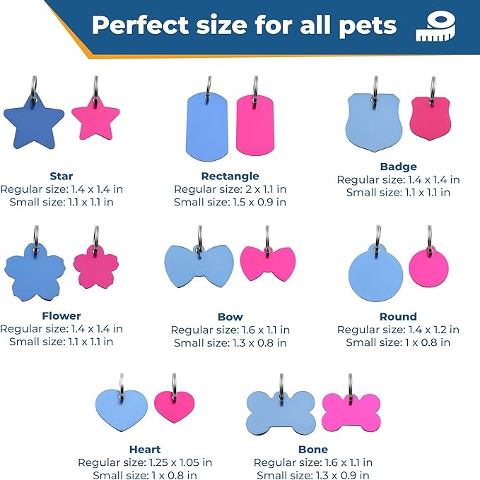 GoTags Dog Tags, Personalized Engraved Dog and Cat ID Tags for Pets, Custom Engraved on Both Sides, Various Shapes Including Bone, Round, Heart, Bow Tie, Star, and Badge (Rectangle, Small - Pack of 1)