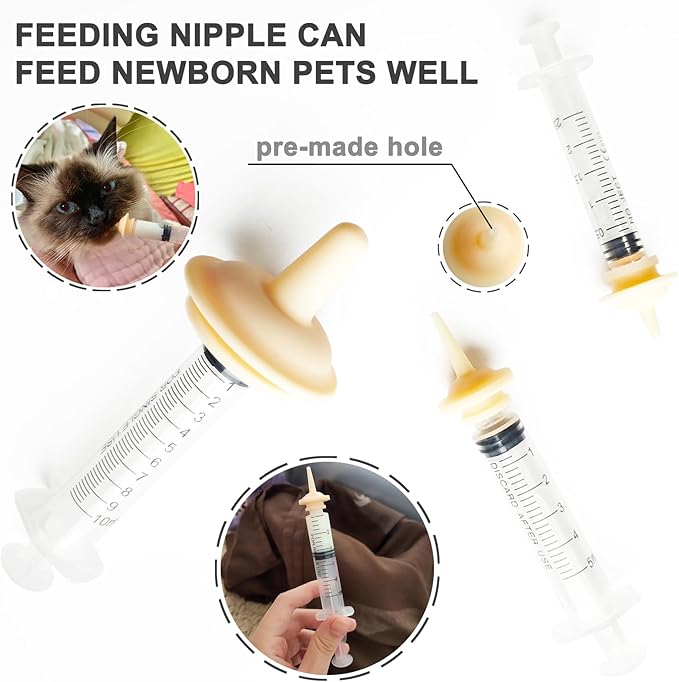 CYG&CL 14 Pack Pet Nursing Feeding Kit Pet Feeding Syringe for Cats Nipple for Kittens Nipple for Puppies Kitten Bottle Feeding Kit for Newborn Squirrels, Rabbits, Small Animals and Wildlife