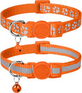 Taglory Reflective Cat Collar Breakaway with Bell, High Visibility Night Strip, Lightweight Adjustable Nylon Collar for Boy Girl Cats, 2 Pack, 7.5-12.5 Inch, Orange