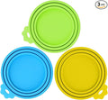 3 Pack Pet Food Can Covers, Silicone Universal Can Lids for Dog & Cat Food, BPA Free, One Fit Most Standard Size Can Lids Top Blue/Green/Yellow