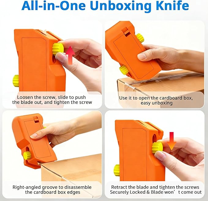 Cardboard Cutter for Cat Scratchers with 10pcs Blade, 4-in-1 Box Cutter 3D Printed Cardboard Strip Cutter DIY cat scratchers Cutter Tool for Cat Lovers