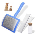 3PCS Slicker Brush for Dogs & Pet Comb,Professional Dog Grooming Brush (Goldendoodles,Poodles,Labradoodles) with Extra Long Pins to Effectively Remove Tangles, Knots,Mats Hair Collection Bottle (Blue)