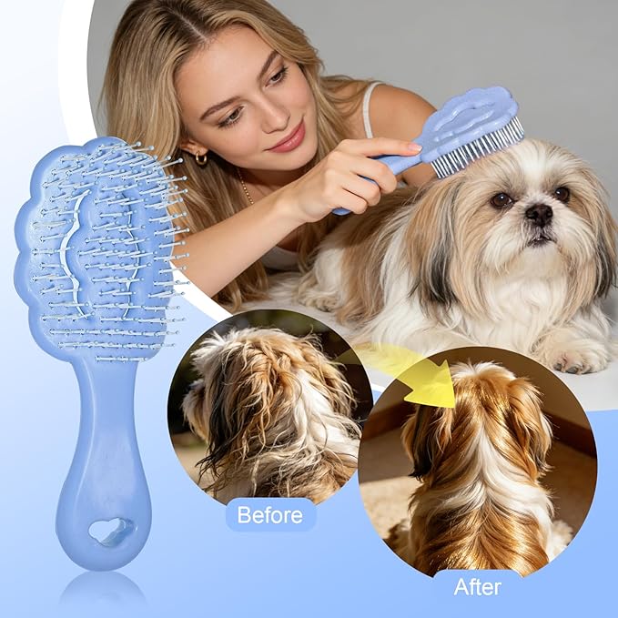 Cloud Shape Small Dog Grooming Brush - Ideal Puppy Hair Brushes for Maltese and Small Breeds- Perfect for Shih Tzus, Yorkies, and Maltipoos - (Blue)