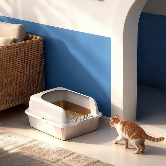 Stainless Steel Cat Litter Box with Lid, 20" L x 14.2" W x 12" H, Extra Large Enclosed Litter Box for Cats, High Sided Anti Leakage, Non-Stick, Includes Stainless Steel Scoop & Cat Mat
