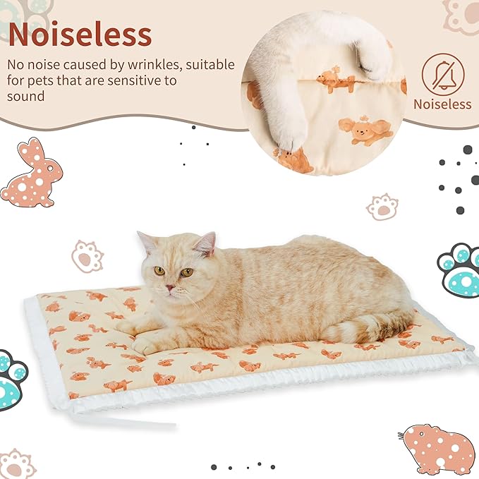 Reversible Silent Cat Bed Self Warming Pet Pad Thin Style Mat Washable Cushion Pad, Pad for Window Perch Outdoor Cat Houses, for Cats, Small Dogs, Rabbits, Non Electric,(Brown Puppy,S)