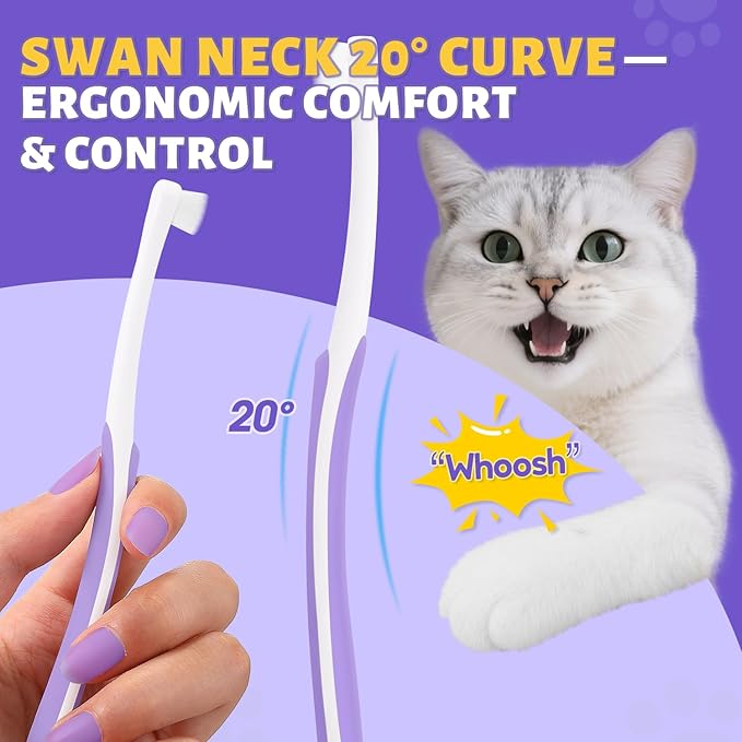 Cat Toothbrush for Daily Teeth Cleaning & Oral Care – Soft Bristle Dental Brush with Compact Head, Gentle for Cats & Kittens, Easy Daily Brushing Tool, Loved by Vets and Fur Babies 2pcs
