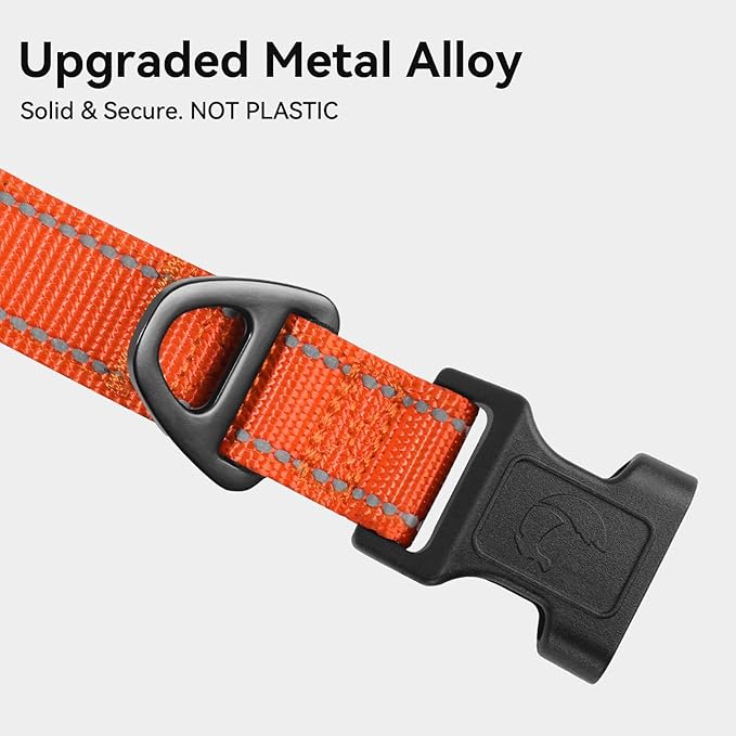 Joytale Reflective Dog Collar,Soft Neoprene Padded Breathable Nylon Pet Collar Adjustable for Extra Large Dogs,Orange,XL