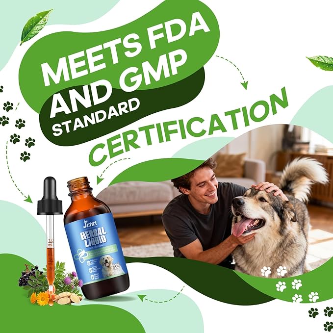 Kennel Cough Treatment & Natural Infection for Dogs & Cats Allergies & Sneezing Support Itchy Dog,Seasonal Allergies,Gut & Digestive Health,Liver Health 100% Plant-Based Herbal Supplement 60 ml