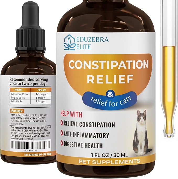 EDUZEBRA Cat Constipation Relief, Constipation Relief for Cat, Cat Laxative Constipation Relief, Cat Stool Softener, Cat Laxative, Promotes Digestive Health.