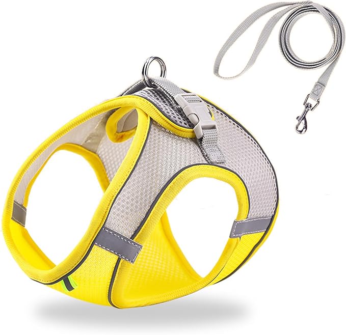 Cat Harness and Leash Set Soft Adjustable Escape Proof Cat Leash Breathable Comfortable Vest Easy to Wear Kitten/Small Dogs Harness for Outdoor Walking