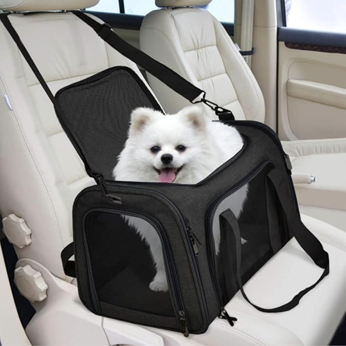 Movelo, Pet Carrier with Two Entrances – Top & Side Opening Soft-Sided Travel Carrier for Cats & Small Dogs up to 25 lbs – Airline Approved, Mesh Ventilation, Removable Pad & Shoulder Strap