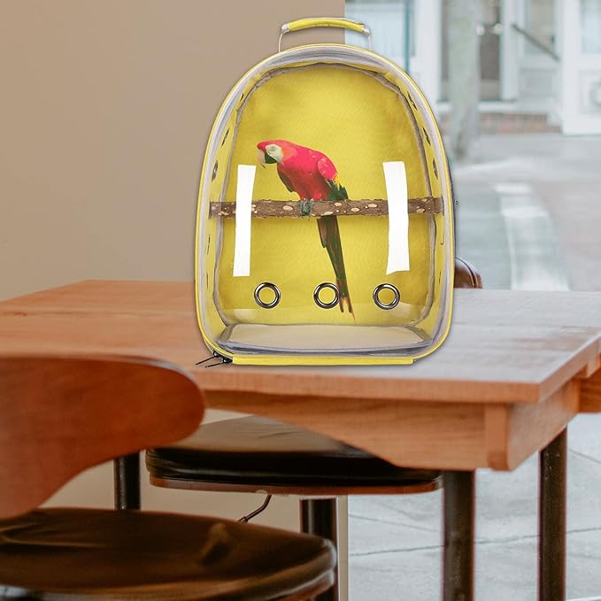 Gralara Bird Backpack Carrier for Parrots with Window for Small and Medium Birds, Yellow