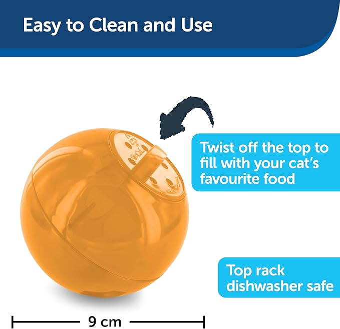 PetSafe SlimCat Interactive Feeder - Combines Play with Mealtime - Adjustable Portions - BPA-Free Plastic - Slow Feeder for Digestion - Lightweight, Dishwasher-Safe Toy - Orange