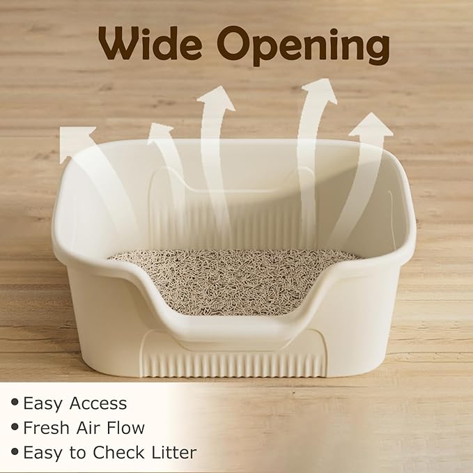 SpaceTime Extra Large Litter Box with High Sides,23.6" Lx16.5 Wx8.6 H XL Multi Cat Litter Pan for Kitty,Cat Boxes for Indoor Cats,Jumbo Litter Boxes for Big Cats,Anti-Splashing,Easy to Clean (Grey)