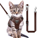 Cat Harness and Leash Set - Escape Proof Adjustable Cat Harness, Comfortable Soft Lightweight, Use Safe & Easy, Walking Travel Kitten Harness for Small Medium Large Cats, Brown, XS
