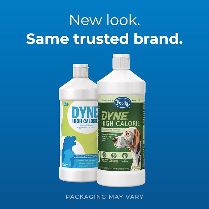 PetAg Dyne High Calorie Liquid Nutritional Supplement for Dogs & Puppies 8 Weeks and Older - 32 oz - Supports Performance and Endurance - Sweet Vanilla Flavor