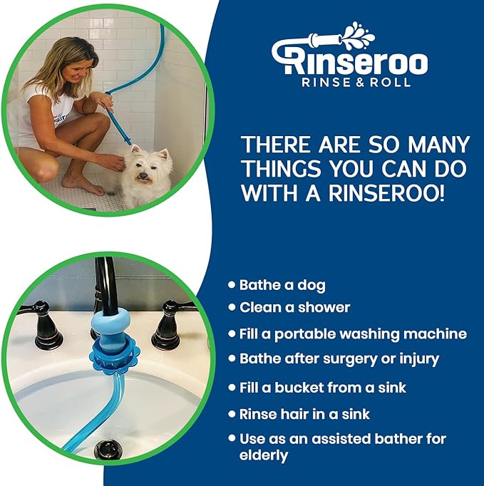 Rinseroo Replacement Shower Hose Connectors (3 pack) for Rinseroo- Slip-on Handheld Water Hose Attachment/Faucet Adapter for Shower & Sink, Detachable Shower Sprayer (NOT FOR TUB VERSION)