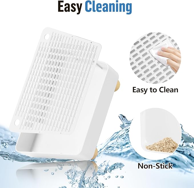 Extra Large Cat Litter Box Step Ramp, Cat's Litter Catcher Mat with Wooden Feet, Filter Function, Pedal Stool for Self-Cleaning Cat Litter Box, Ideal for Kitten & Elderly Cats (White)