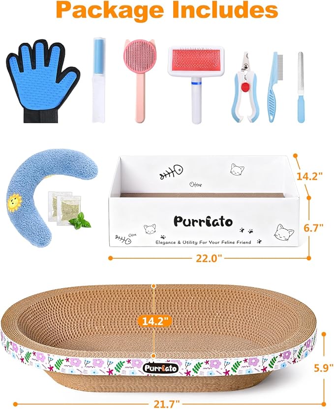 4PCS Cat Scratcher Bowl Set, Durable Cardboard Cat Scratcher Bed, Beginner-Friendly for Cats, No Shedding, Oval Lounger Design, Eco-Friendly & Long-Lasting