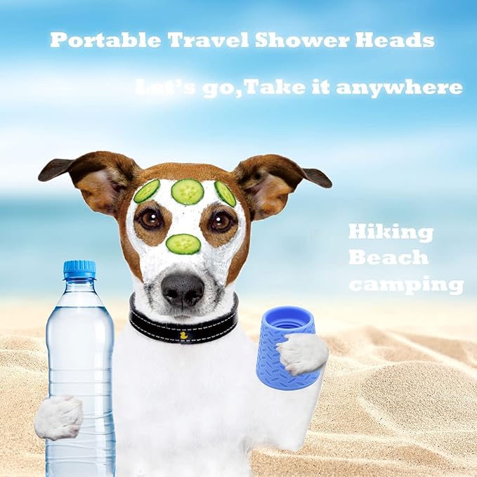 Portable Outdoor Shower For Dogs,Portable Shower Head,Bottle Attachment For Portable Outdoor Shower,Works with Most Plastic Water or Soda Bottles from 16 oz to 2 Liters(Orange)
