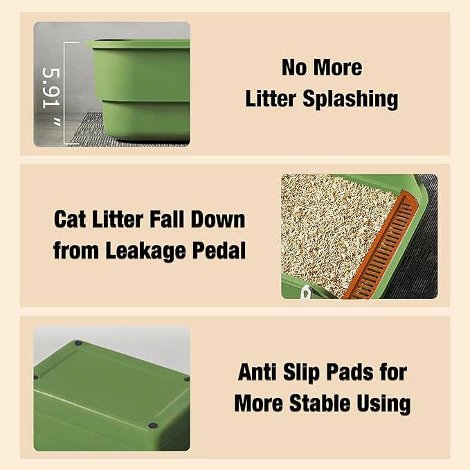 Gefryco Senior Cat Litter Box Low Entry Extra Large Litter Box for Indoor Cats Corner Low Cat Pan