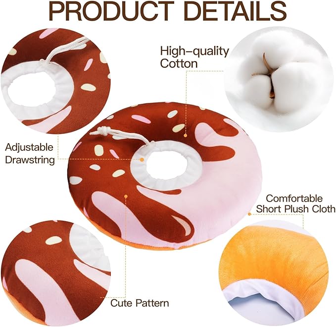 Cat Cone Collar Soft, Cute Cat Donut Collar After Surgery, Adjustable Kitten Recovery Cones to Stop Licking, Lightweight Neck Elizabethan Collars for Cats Kittens (Chocolate, Small)