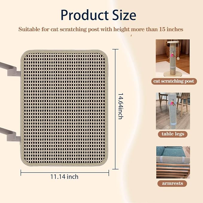 Cat Nail File Scratcher- Cat Scratch Pad with 80-Grit Aluminum Oxide, Wrap-Around Design for Cat Trees and Posts, Scratch Mat is Ideal for Trimming Cat Nails (14.64"x11.14")