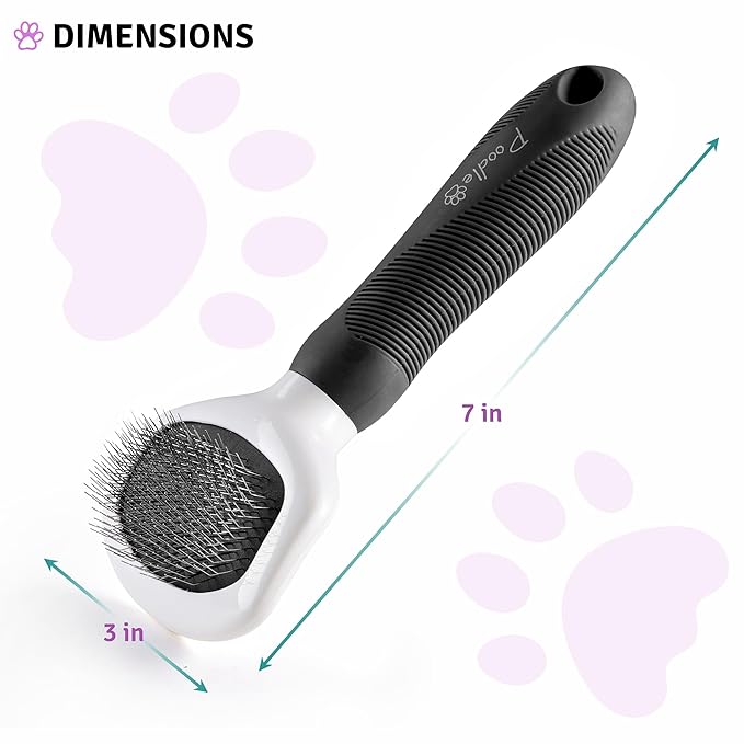 Poodle Pet Slicker Brush - For Dogs, Cats, and Rabbits - Removes Matted Fur, Knots, and Loose Hair - Suitable for Grooming Doodles and Goldendoodles with Short or Long Hair